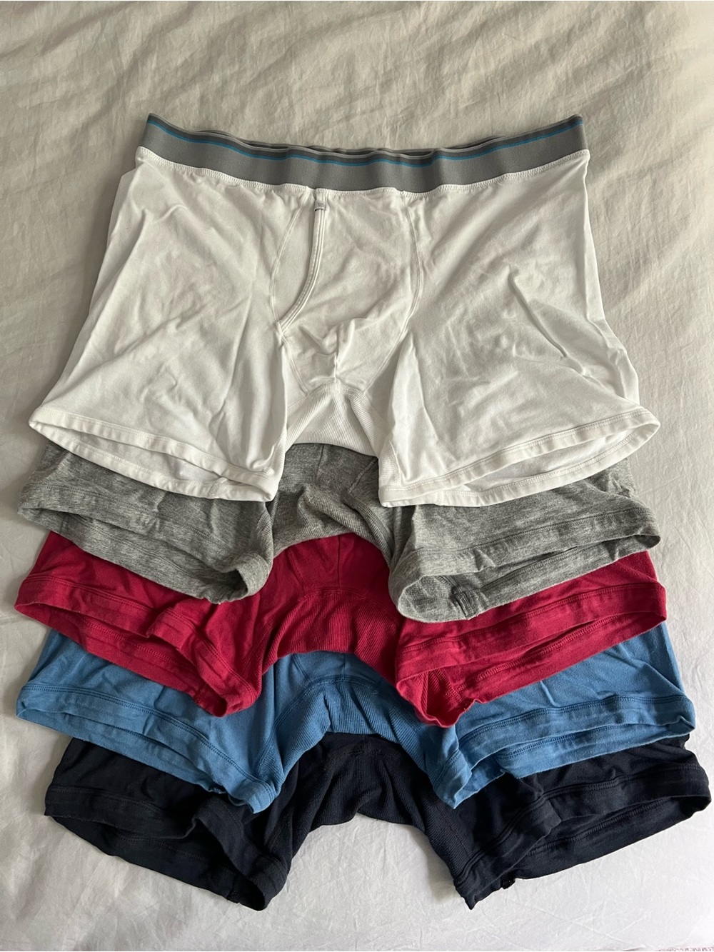 Mack Weldon Men's 18-Hour Jersey Boxer Briefs *5 Pairs* White/Gray/Red/Blue/Navy